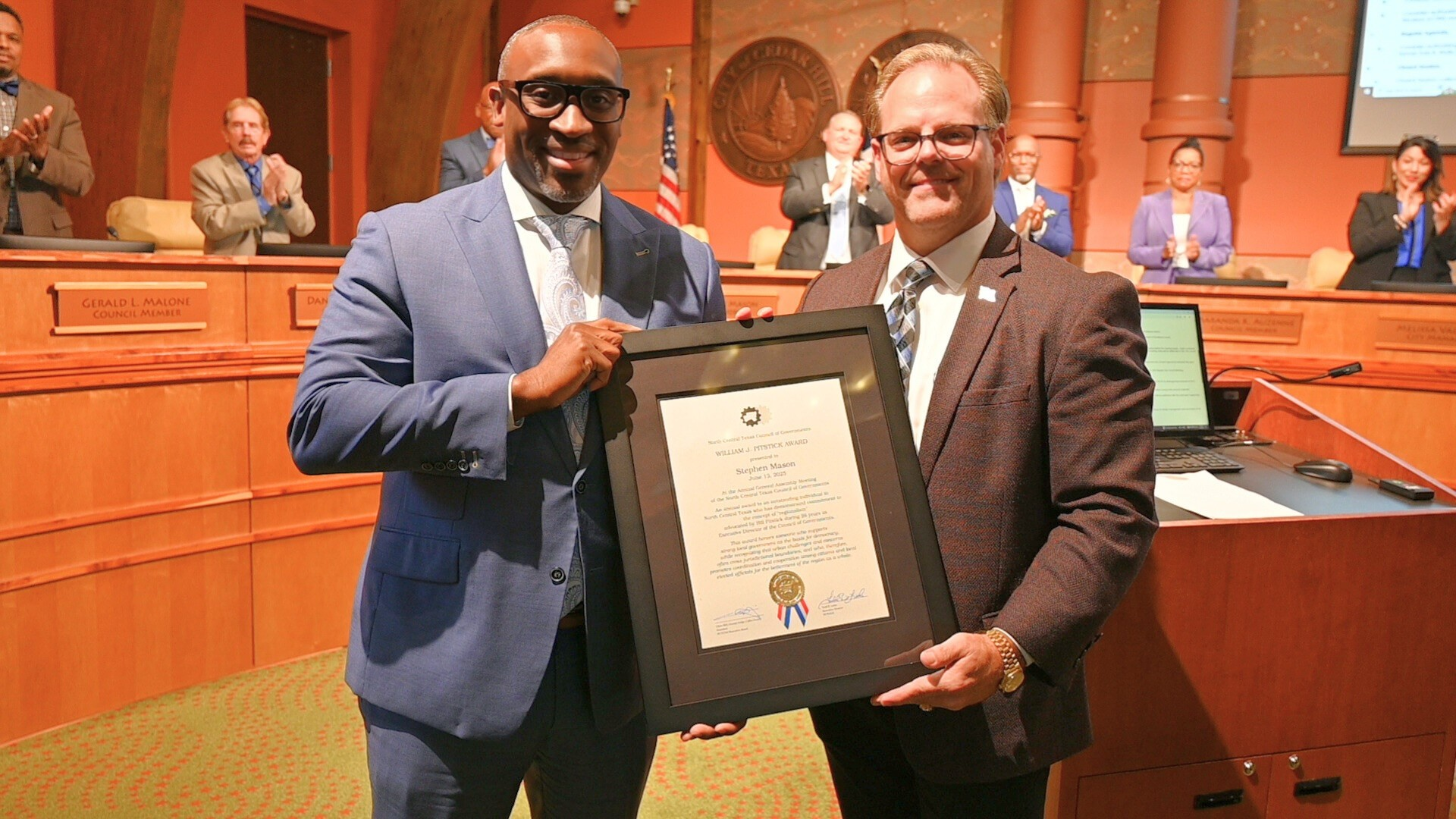 June 24, 2025 Council Photo of Mayor Stephen Mason Receiving Award