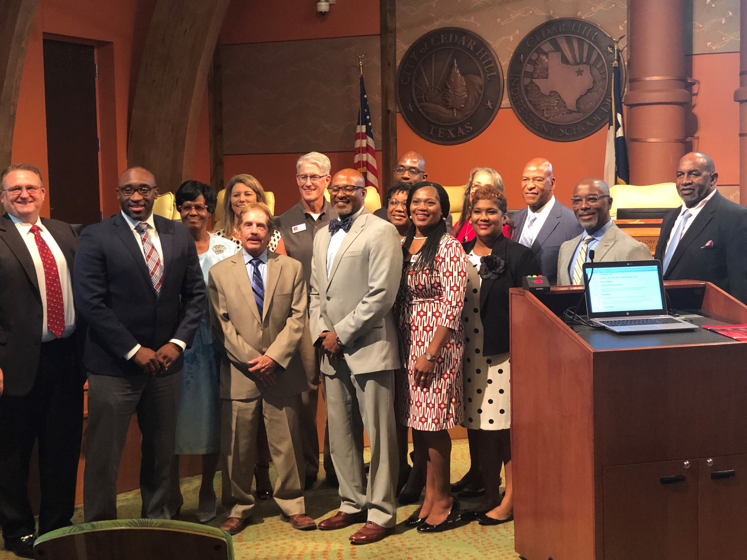City Council and Board of Trustees with Superintendent Dr. Gerald Hudson
